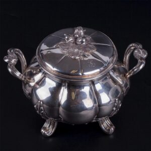 Elegant French silver sugar bowl. Marked Alphonse — image 2