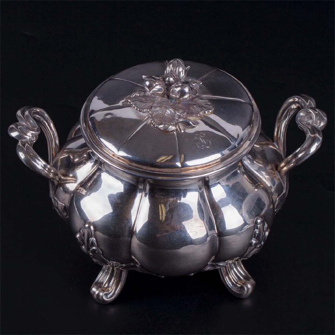 Elegant French silver sugar bowl. Marked Alphonse — image 2