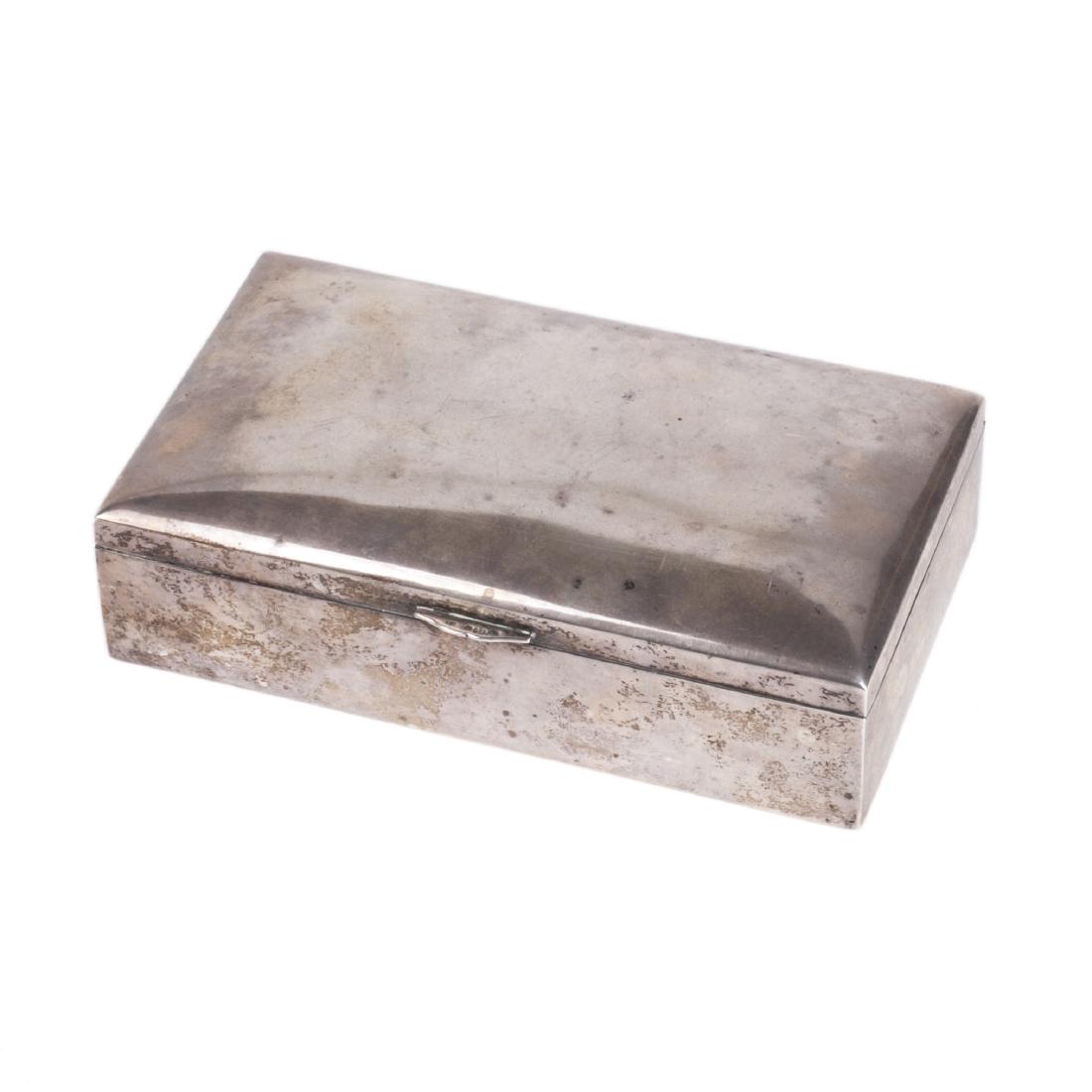 Antique silver cigar box with wooden inserts — image 1