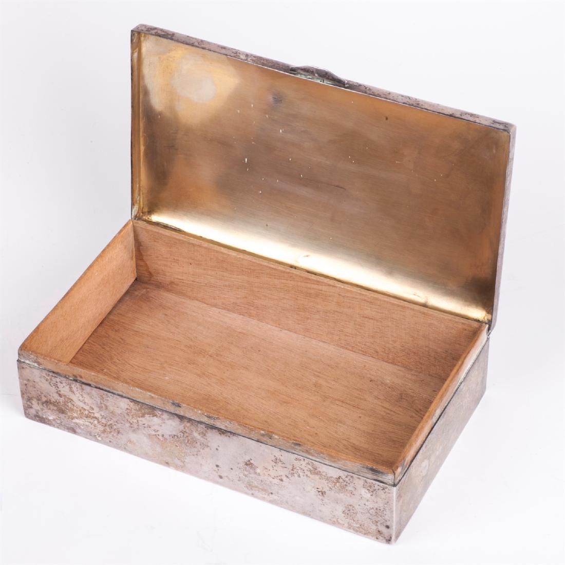 Antique silver cigar box with wooden inserts — image 2