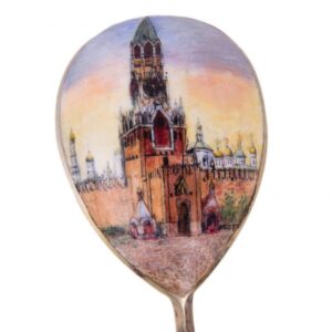 Russian silver-gilt spoon with picturesque enamel — image 2