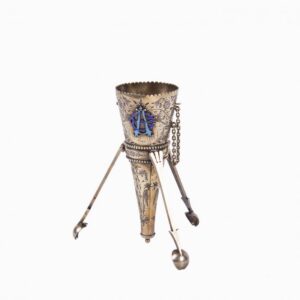 Russian engraved silver-gilt and enamel bouquet holder — image 1