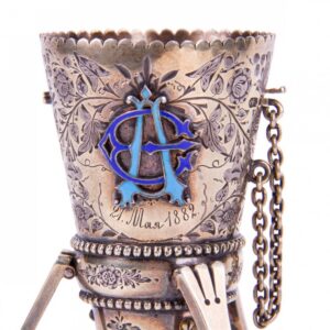Russian engraved silver-gilt and enamel bouquet holder — image 2