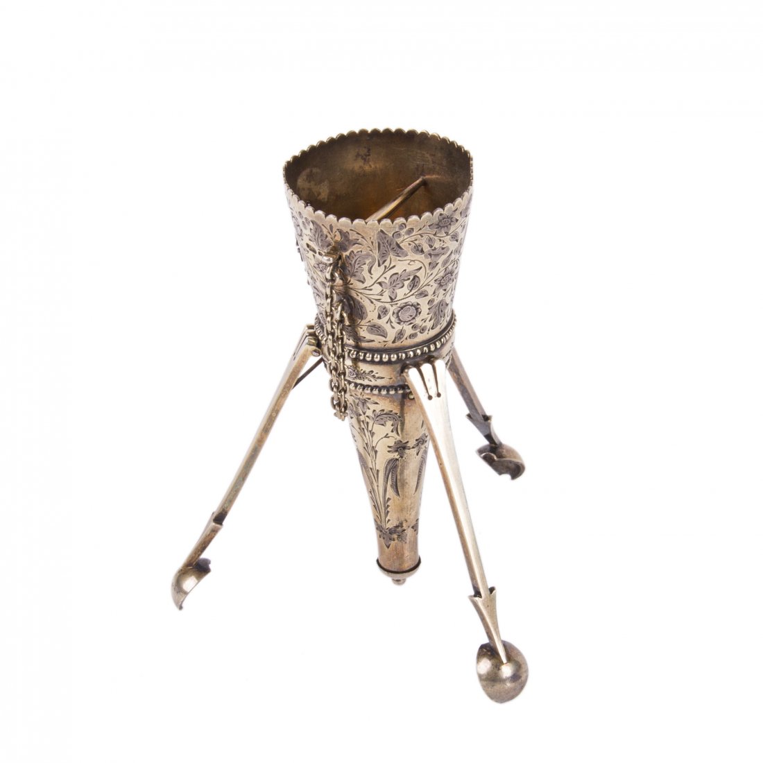 Russian engraved silver-gilt and enamel bouquet holder — image 3
