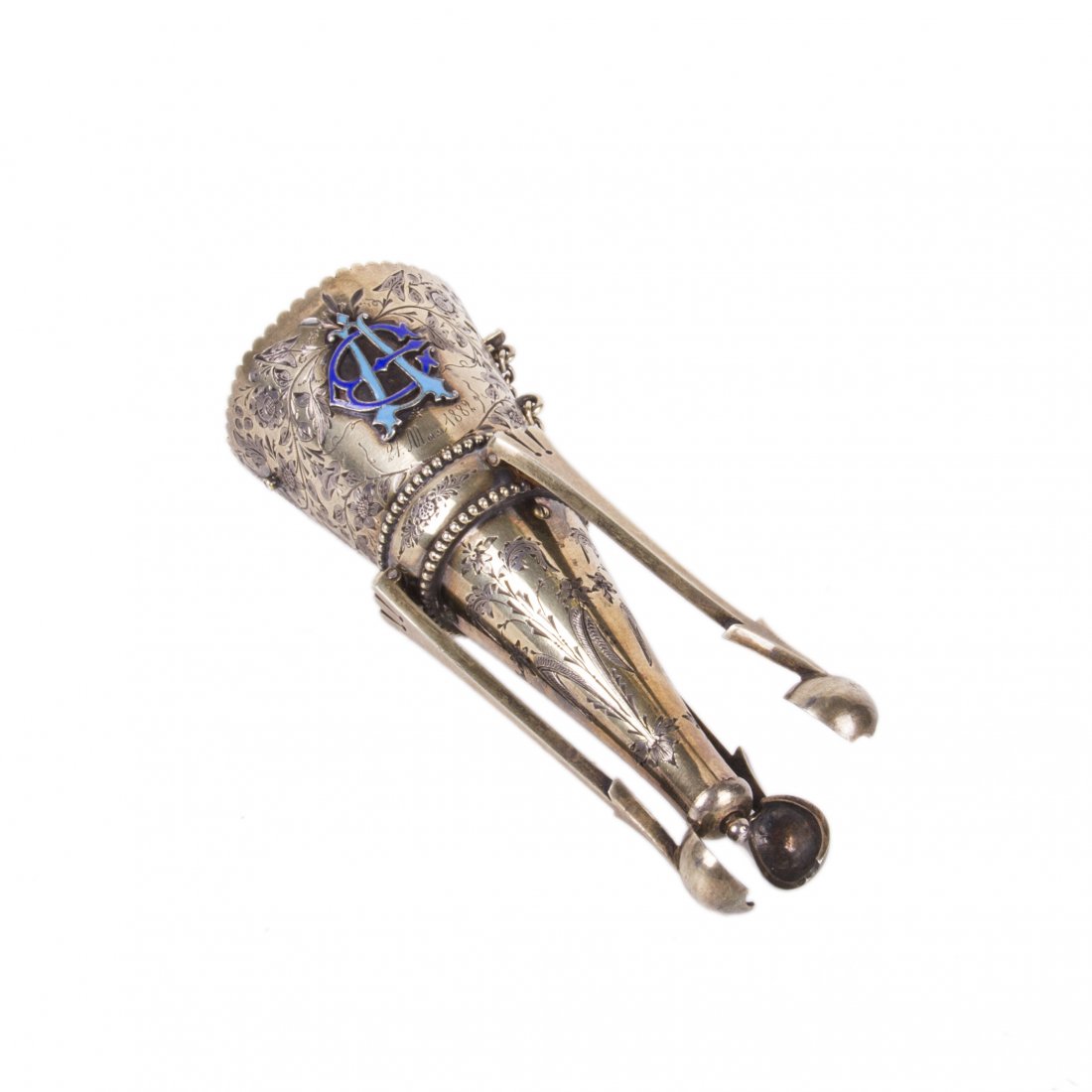 Russian engraved silver-gilt and enamel bouquet holder — image 4
