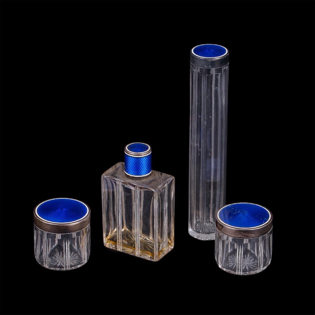 Antique perfume set of 4 glass pieces. France — image 1