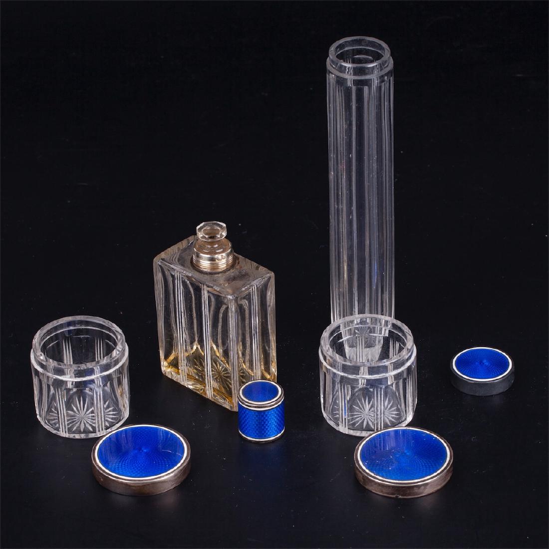 Antique perfume set of 4 glass pieces. France — image 3