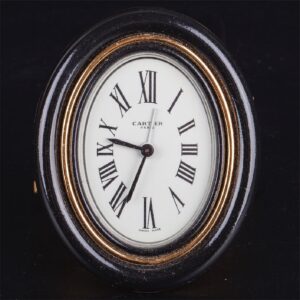 Cartier oval gilt-bronze mechanical desk clock — image 2