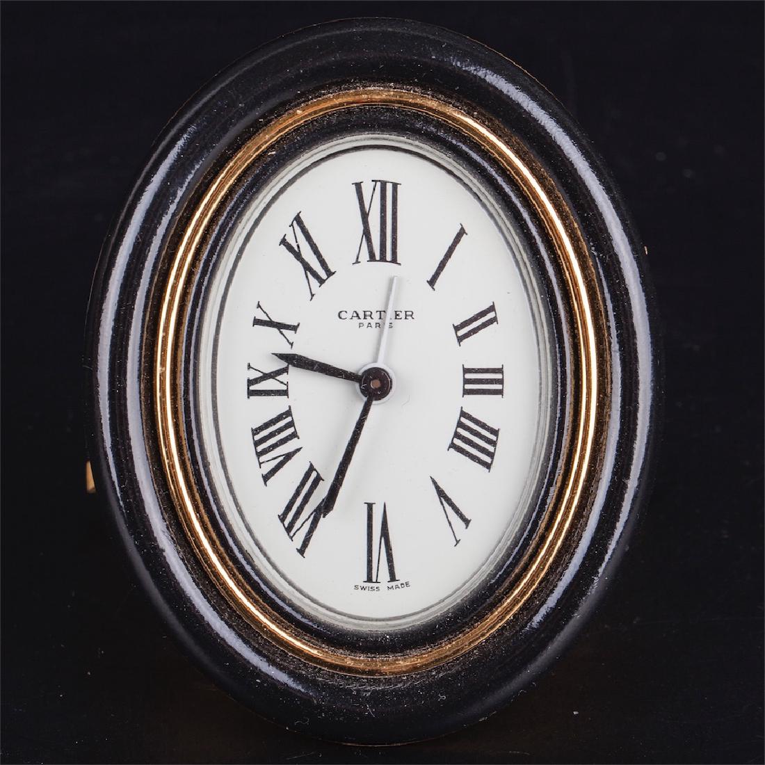 Cartier oval gilt-bronze mechanical desk clock — image 2