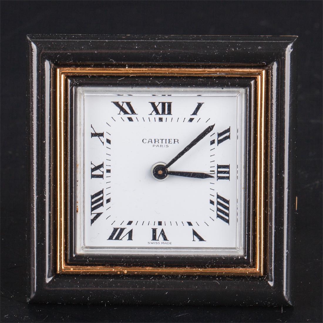Cartier mechanical desk clock the square enameled dial — image 2