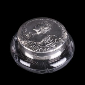 Art nouveau candy bowl with the silver lid and signed — image 1