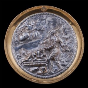 Grand judaica parcel-gilt cast silver plate — image 1