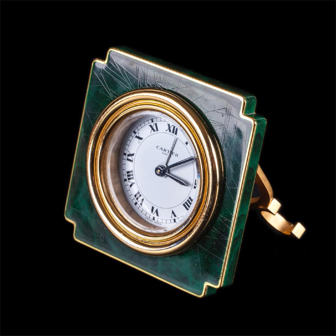 Authentic Cartier malachite desk clock with alarm — image 1