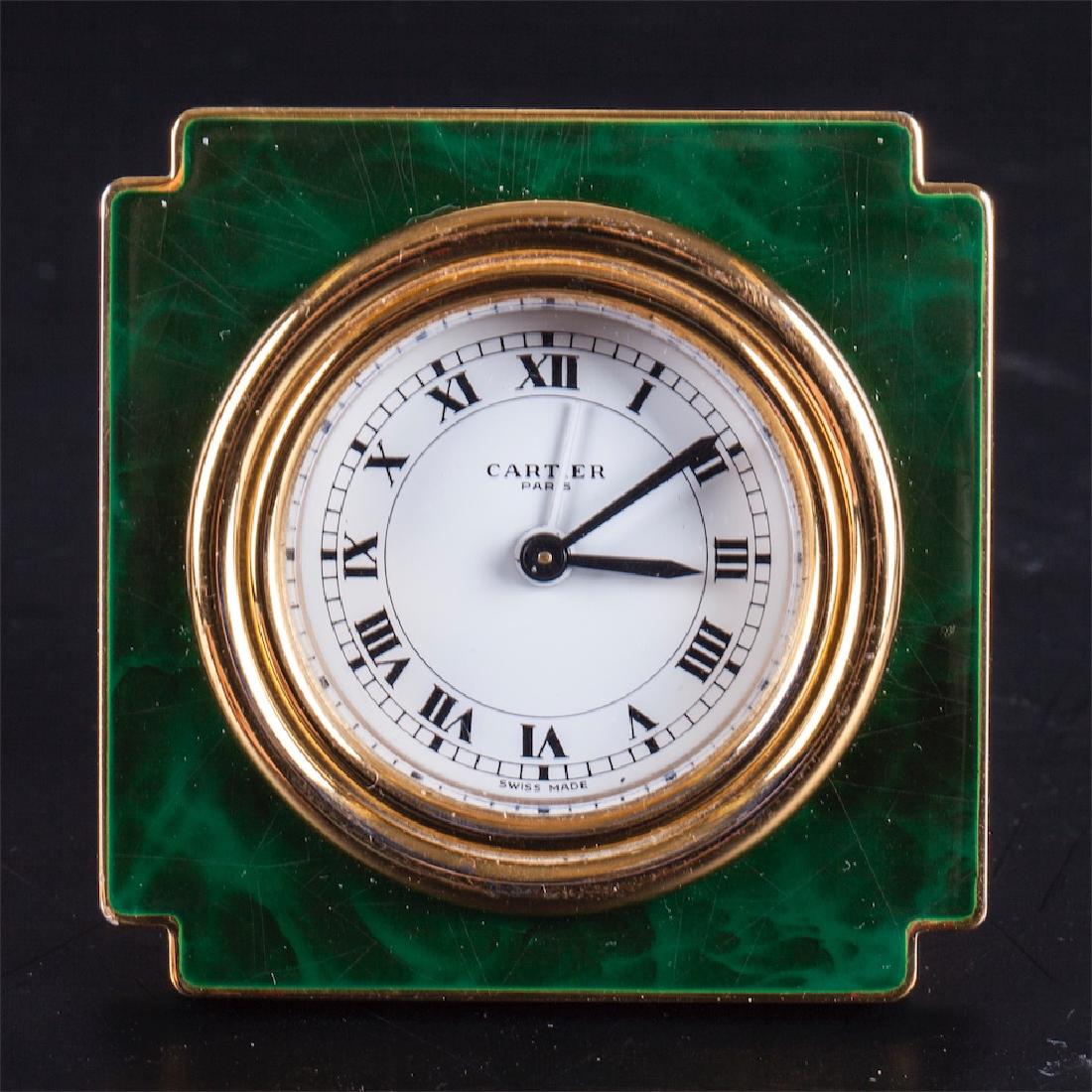 Authentic Cartier malachite desk clock with alarm — image 2