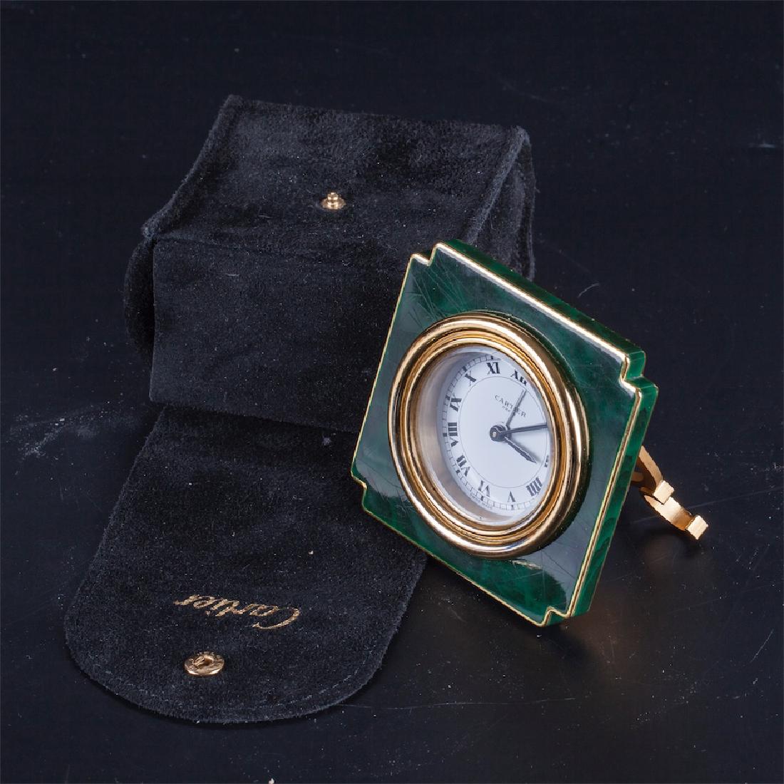 Authentic Cartier malachite desk clock with alarm — image 6