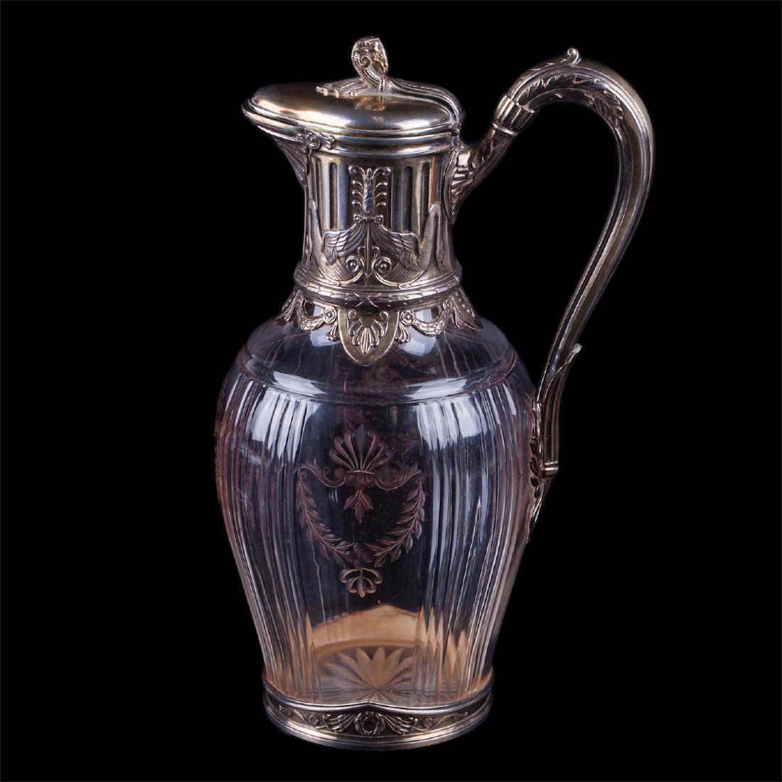Silver mounted glass carafe. Risler & Carre — image 1