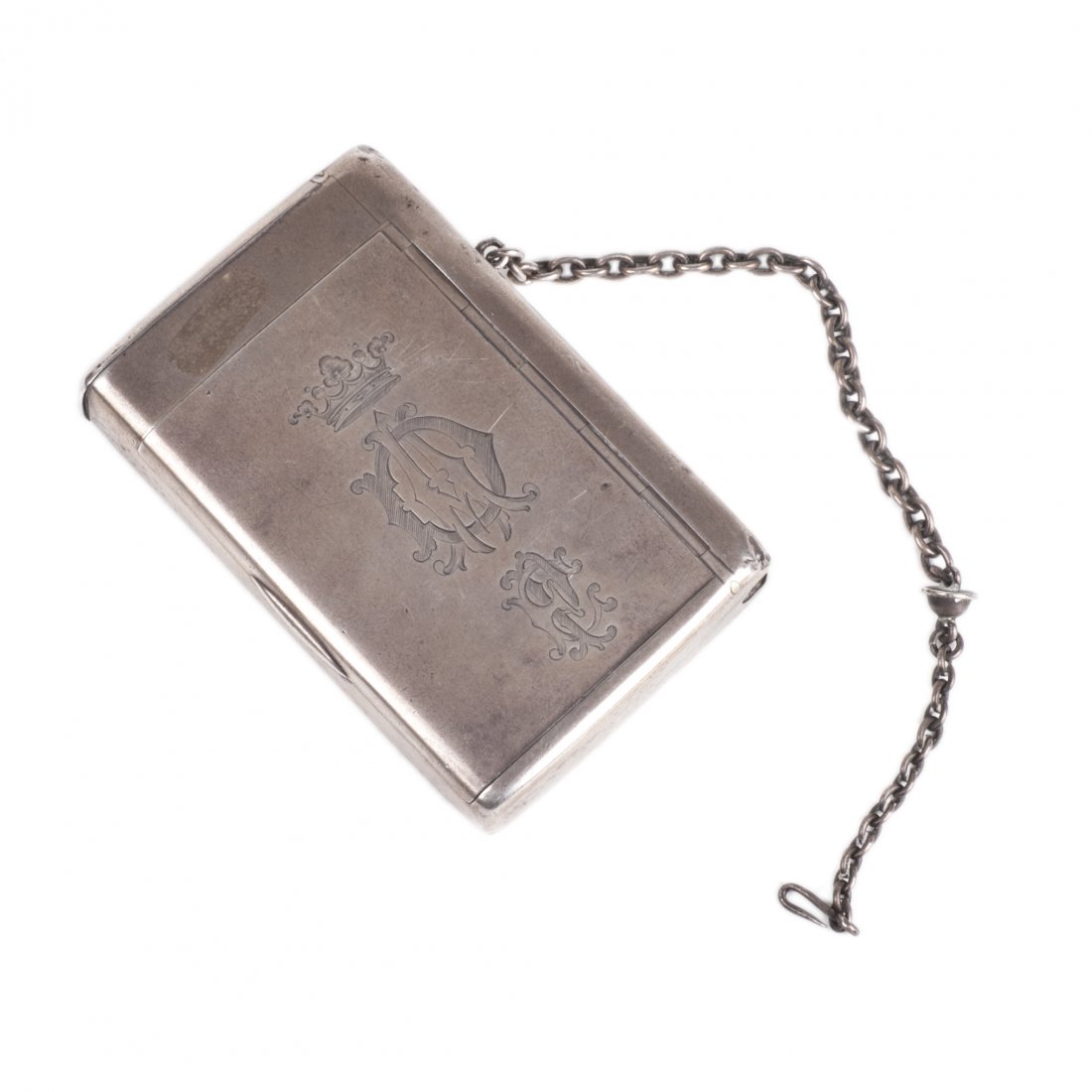 Antique engraved silver cigarette case with silver — image 1