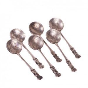 Russian tea spoons set with Imperial coins incrusted — image 1
