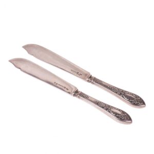 Pair of Russian silver and engraving fish knives — image 2