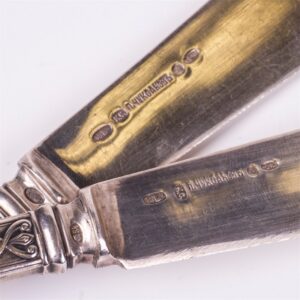 Pair of Russian silver and engraving fish knives — image 3