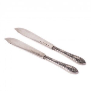 Pair of Russian silver and engraving fish knives — image 2