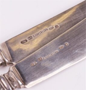 Pair of Russian silver and engraving fish knives — image 3