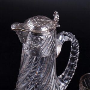 Silver mounted pitcher with 6 silver mounted glasses — image 2