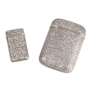French silver set of cigarette case and matchbox — image 1