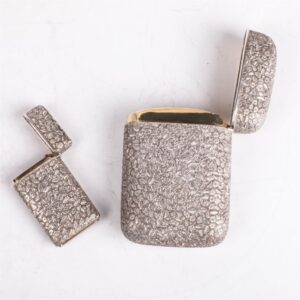 French silver set of cigarette case and matchbox — image 2