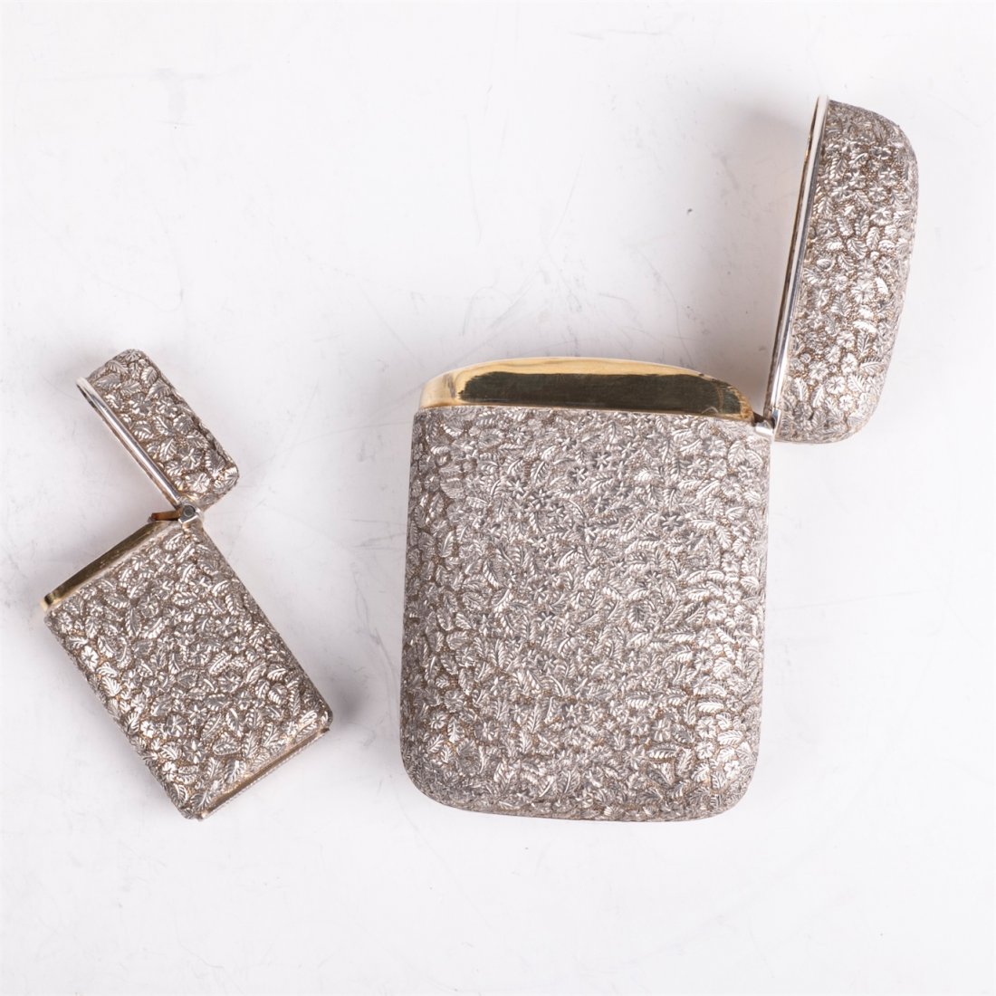 French silver set of cigarette case and matchbox — image 2