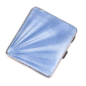 Silver blue guilloche enamel cigarette case — image 1