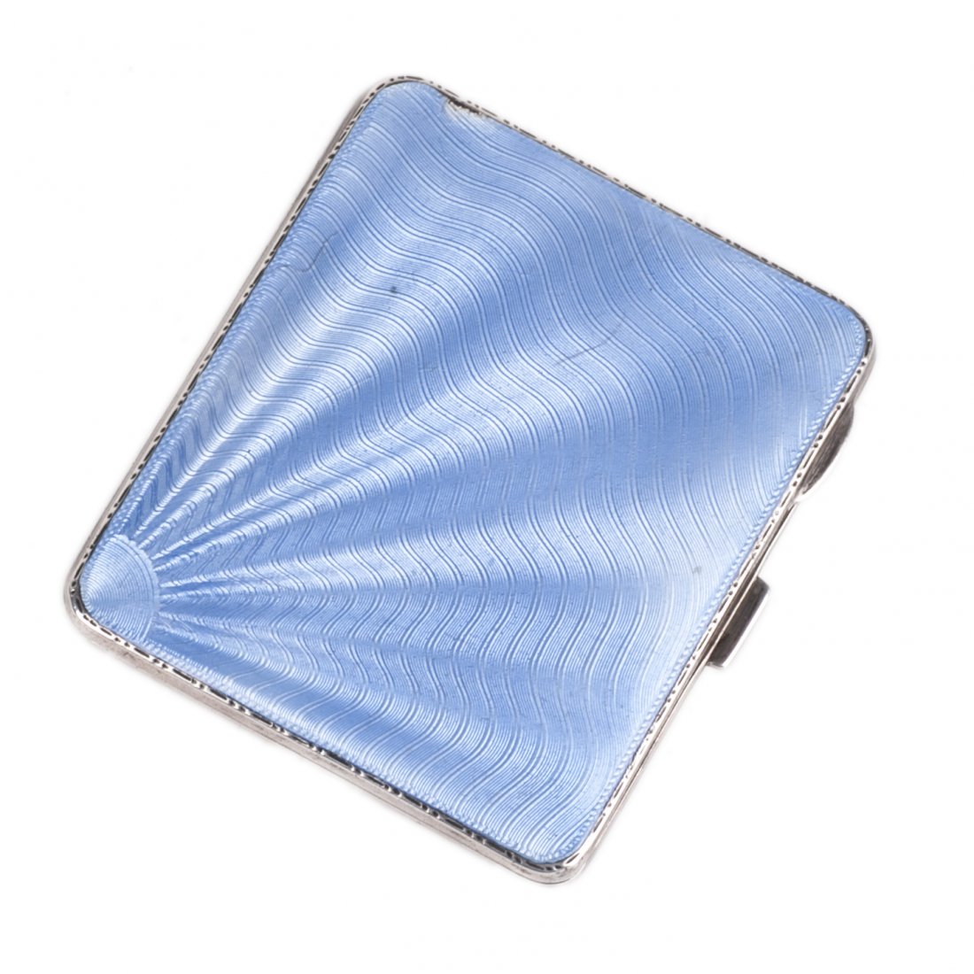 Silver blue guilloche enamel cigarette case — image 1