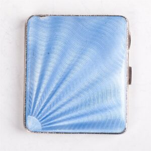 Silver blue guilloche enamel cigarette case — image 2