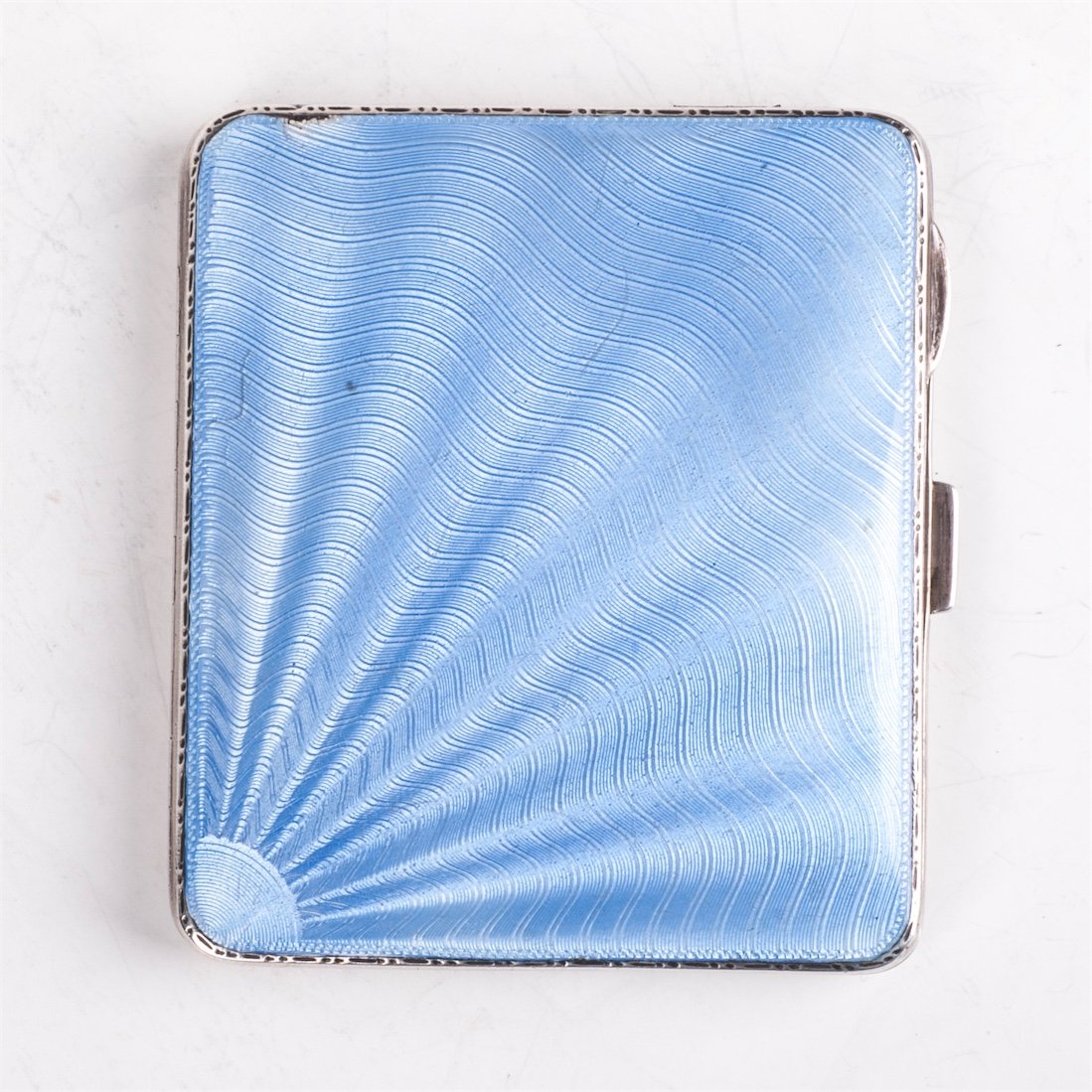Silver blue guilloche enamel cigarette case — image 2