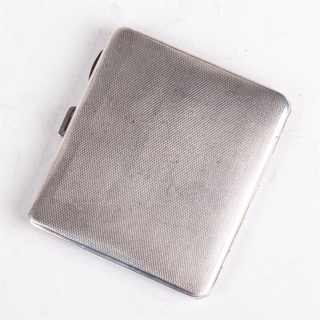 Silver blue guilloche enamel cigarette case — image 3