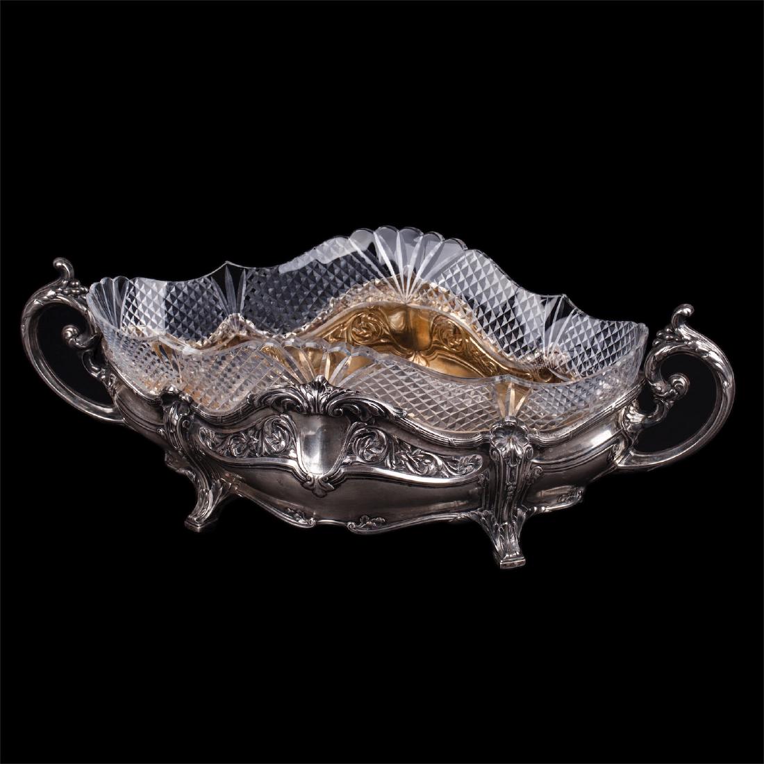Antique jardinier. Silver, glass — image 1