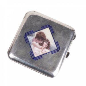 Silver cigarette case with color enamel with portraits — image 1