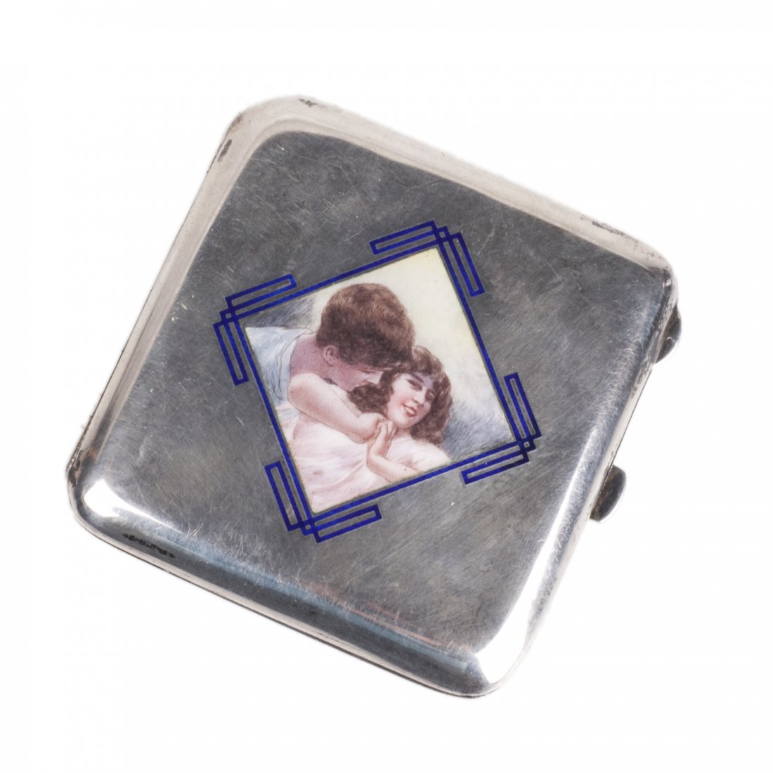 Silver cigarette case with color enamel with portraits — image 1