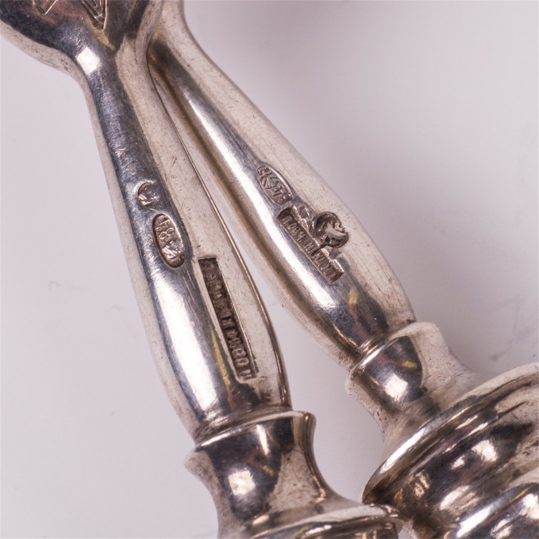 Two Russian silver and engraving fish forks. P. — image 5