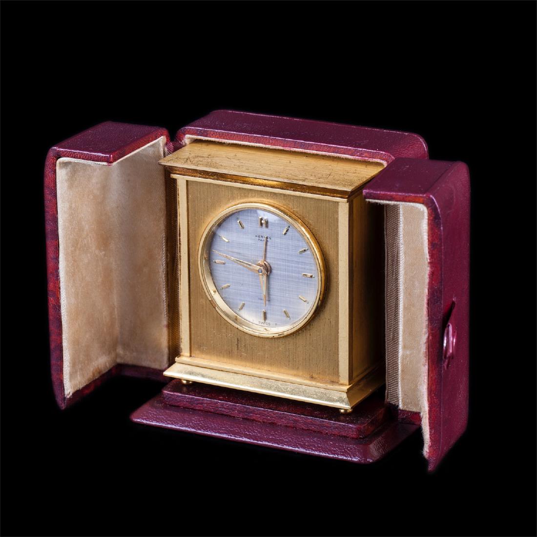 Vintage Hermes desk clock in original case — image 1