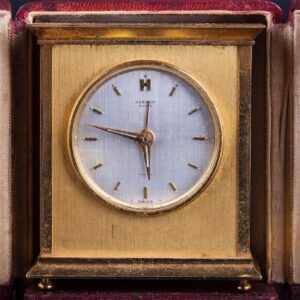 Vintage Hermes desk clock in original case — image 2
