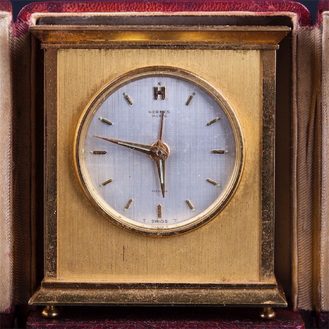 Vintage Hermes desk clock in original case — image 2