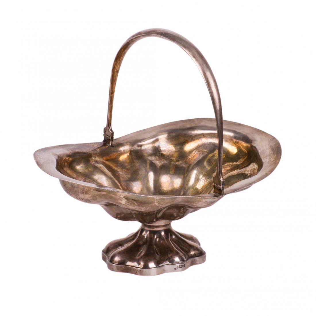 Russian silver-gilt fruit bowl with handle — image 1