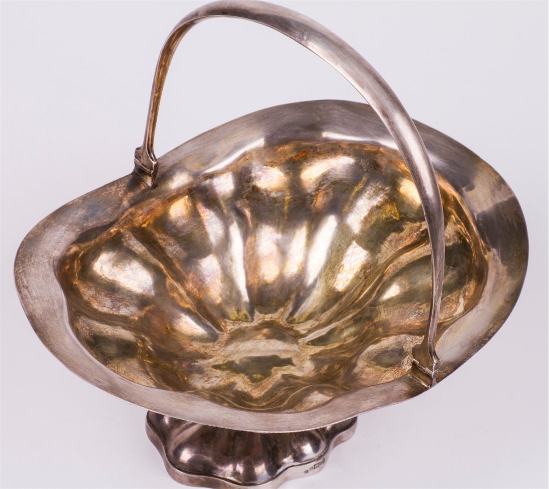 Russian silver-gilt fruit bowl with handle — image 2