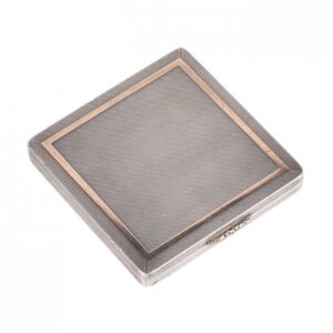 Vintage silver powder case with gold encrust — image 1