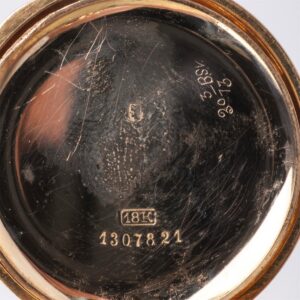 Gold pocket watch with diamonds and emerald stone — image 4