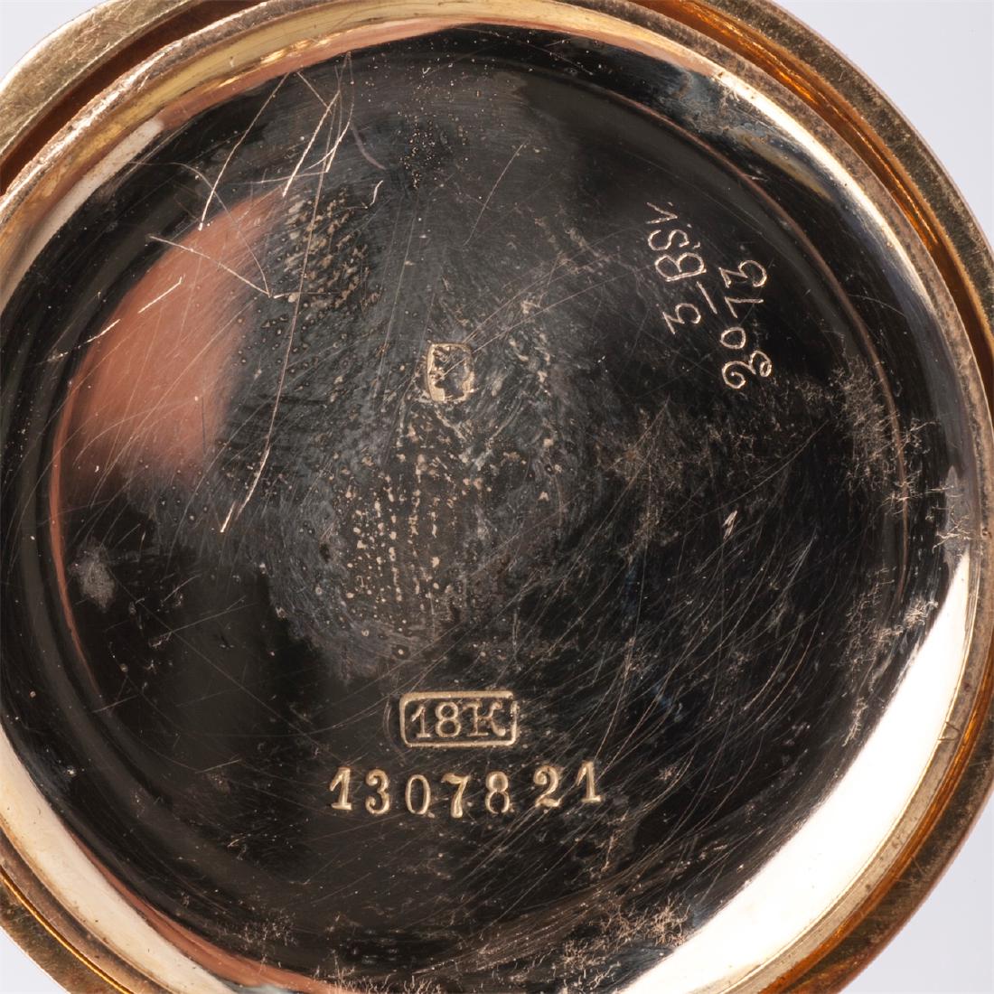 Gold pocket watch with diamonds and emerald stone — image 4