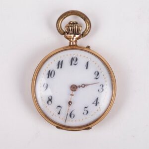 12K gold open face pocket watch with enamel — image 2