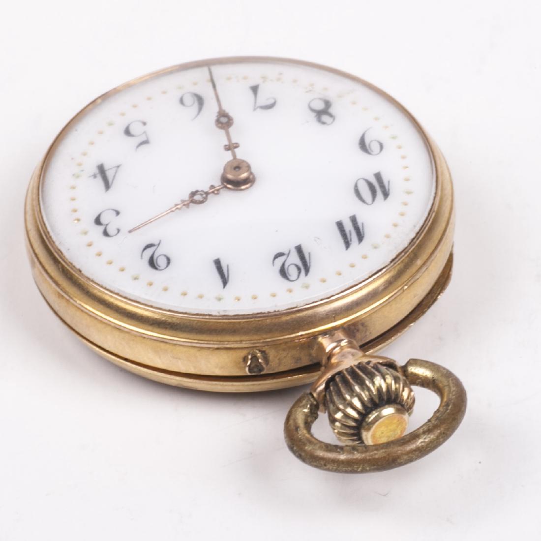 12K gold open face pocket watch with enamel — image 3