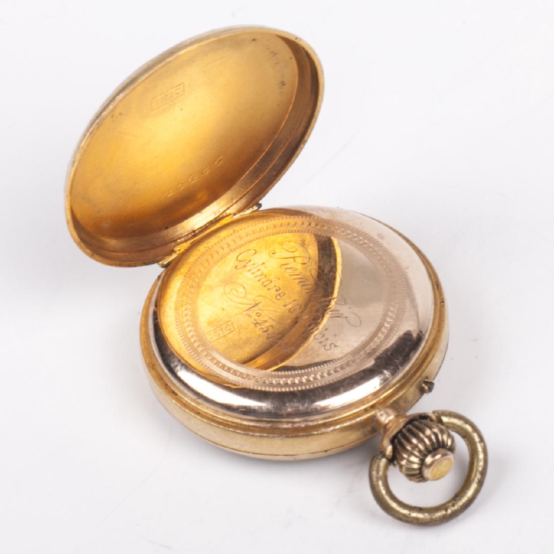 12K gold open face pocket watch with enamel — image 5